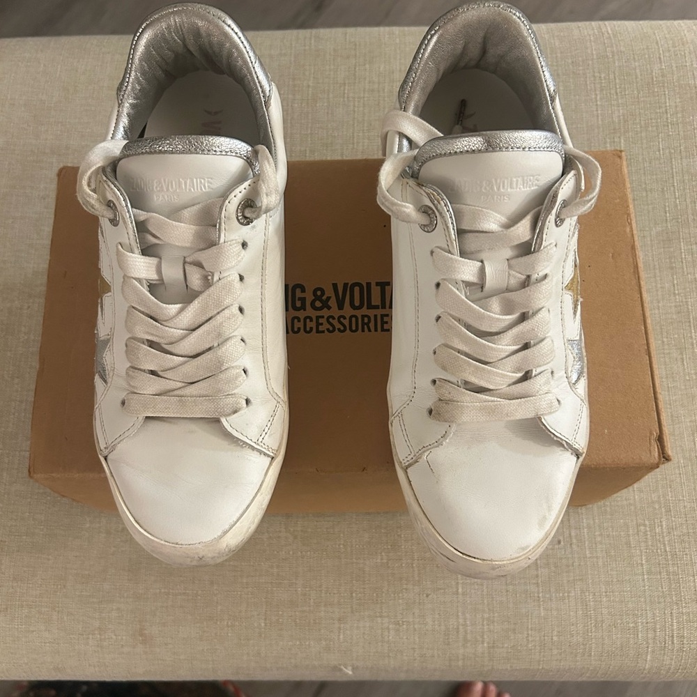 White and Silver Sneakers by Zadig & Voltaire